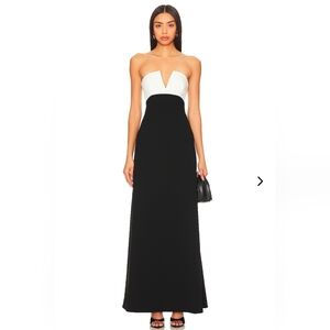 NWT | Lovers + Friends Anais Strapless Gown In Black And White | Small | Prom